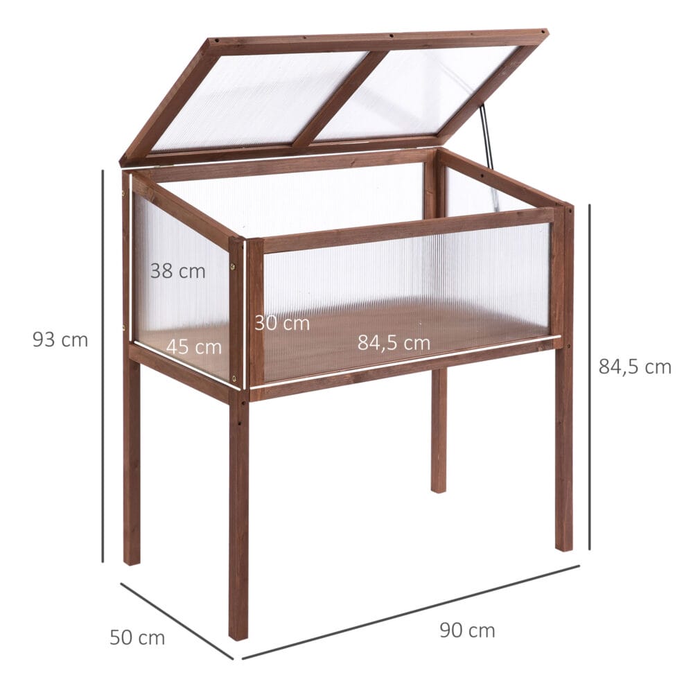Hochbeet Pflanzkasten 90x50x93 cm aus Tannenholz, Farbe Braun.