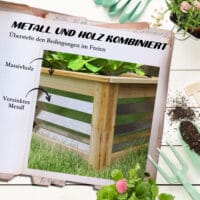 Hochbeet wetterfest, 90x45x30 cm, mit Holz-Metallrahmen, Farbe Natur.