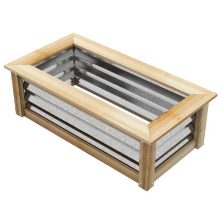 Hochbeet wetterfest, 90x45x30 cm, mit Holz-Metallrahmen, Farbe Natur.