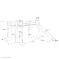 Hochbett Kinderbett 90x200cm aus Holz Grau