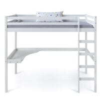 Hochbett Kinderbett 90x200cm aus Holz Weiss