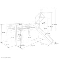 Hochbett Kinderbett 90x200cm aus Holz Weiss-Blau