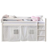 Hochbett Kinderbett 90x200cm aus Holz Weiss-Grau