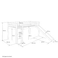 Hochbett Kinderbett 90x200cm aus Holz Weiss-Grau