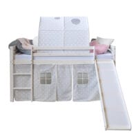 Hochbett Kinderbett 90x200cm aus Holz Weiss-Grau