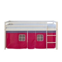 Hochbett Kinderbett 90x200cm aus Holz Weiss-Pink