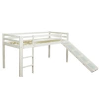 Hochbett Kinderbett 90x200cm aus Holz Weiss-Schwarz