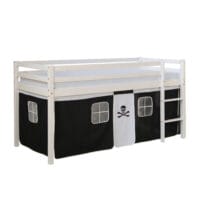 Hochbett Kinderbett 90x200cm aus Holz Weiss-Schwarz