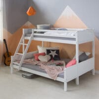 Hochbett Kinderbett Doppelbett 90x200cm aus Holz Weiss