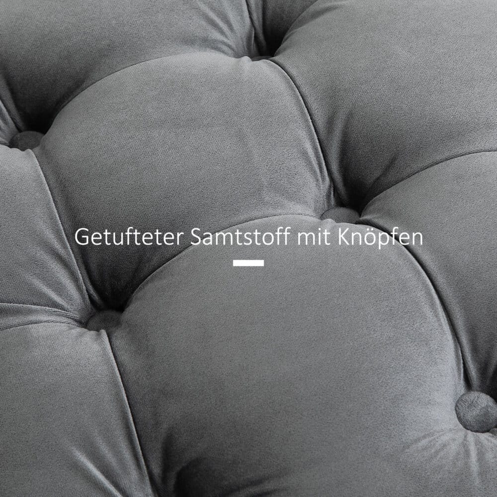 Ein kohlegrauer Vintage Hocker mit Stauraum, Maße 55x55x42cm.