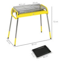 Holzkohlegrill klappbar mit 2 Grillrosten aus Edelstahl, Farbe Gelb.