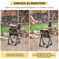 Robuster manueller Holzspalter aus Karbonstahl, perfekt für das Spalten von Holzscheiten zu Hause oder beim Camping.
