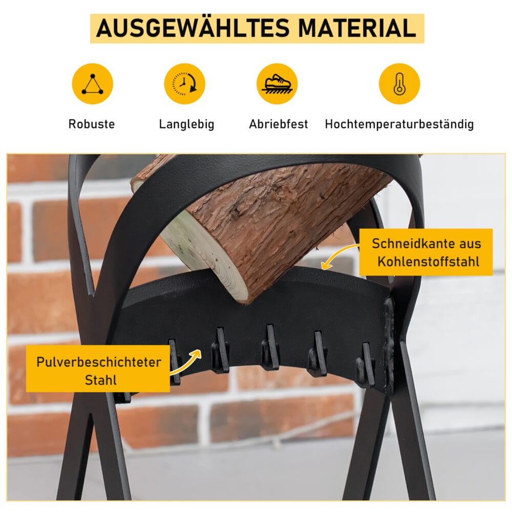Robuster manueller Holzspalter aus Karbonstahl, perfekt für das Spalten von Holzscheiten zu Hause oder beim Camping.