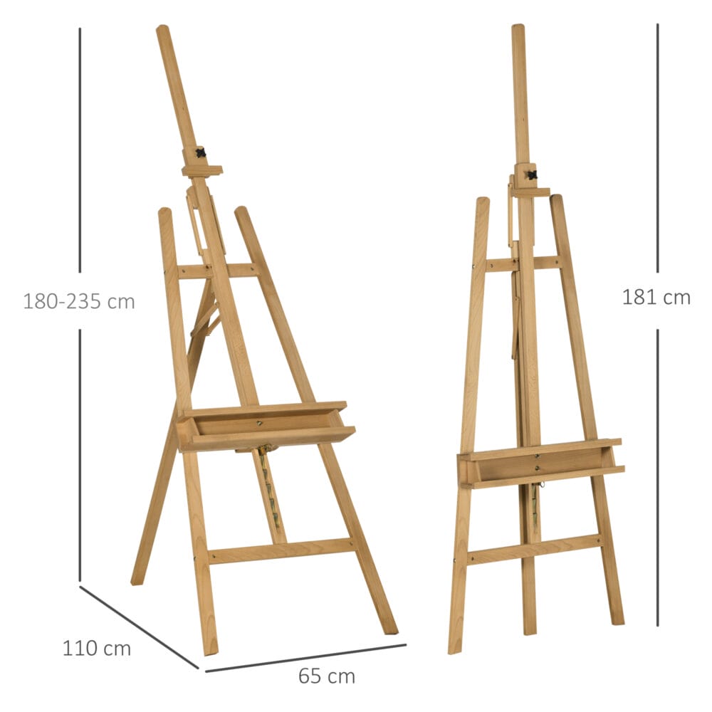 Holzstaffelei 180–235cm höhenverstellbar mit Leinwandhalterung