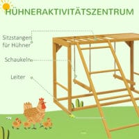 Naturholz-Hühner-Spielgerüst mit Schaukeln & Leiter für 3-4 Hühner.