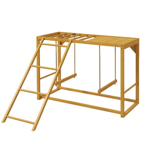 Naturholz-Hühner-Spielgerüst mit Schaukeln & Leiter für 3-4 Hühner.