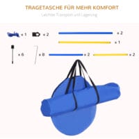 Blaues Hunde Agility Set mit Tunnel und Hürden, ideal für Spass und Training im Garten, fördert Fitness und Koordination.