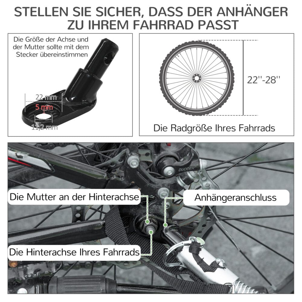 Grauer 3-in-1 Hundeanhänger mit Reflektoren, bis 10kg belastbar, als Anhänger, Jogger und Buggy nutzbar, ideal für kleine Hunde.