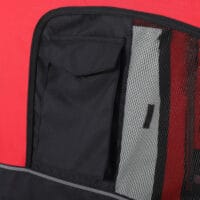 Rot-schwarzer 2-in-1 Hundeanhänger, auch als Jogger nutzbar, Grösse 155x83x108cm. Perfekt für aktive Hunde und Besitzer.