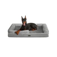 Orthopädisches Hundebett aus grauem Stoff, waschbar und rutschfest