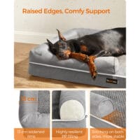 Orthopädisches Hundebett aus grauem Stoff, waschbar und rutschfest