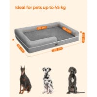 Orthopädisches Hundebett aus grauem Stoff, waschbar und rutschfest