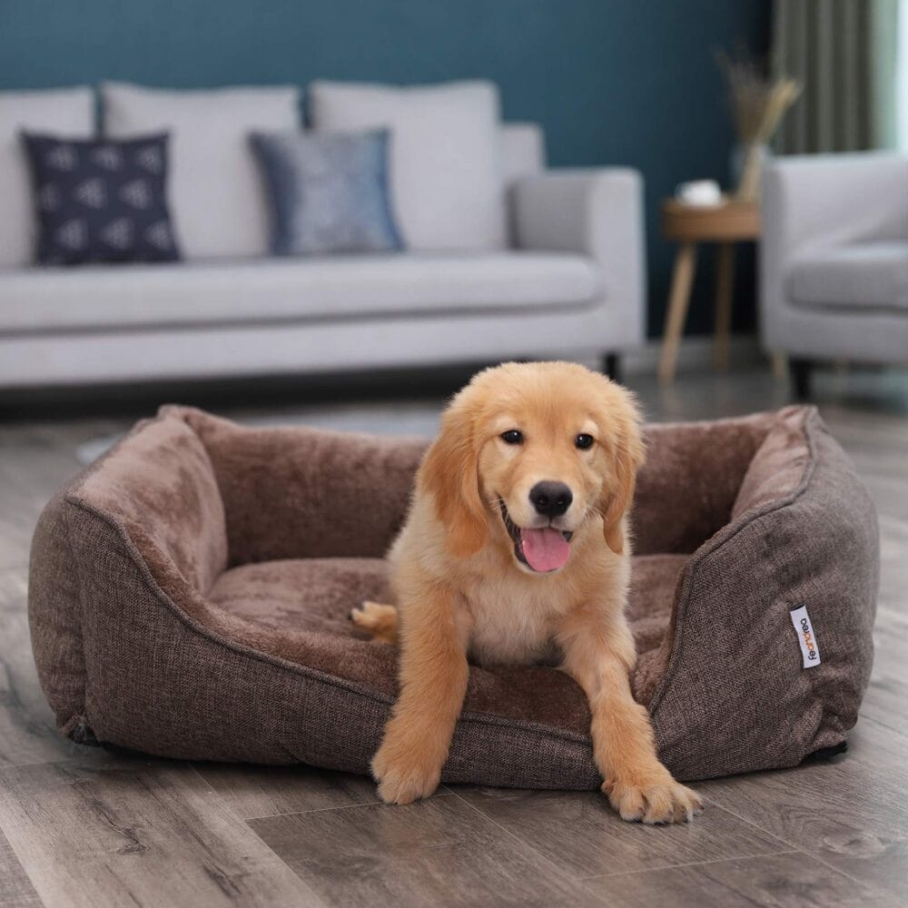Pflegeleichtes Hundebett in Braun, waschbar, 90x75x25cm Stoffbezug