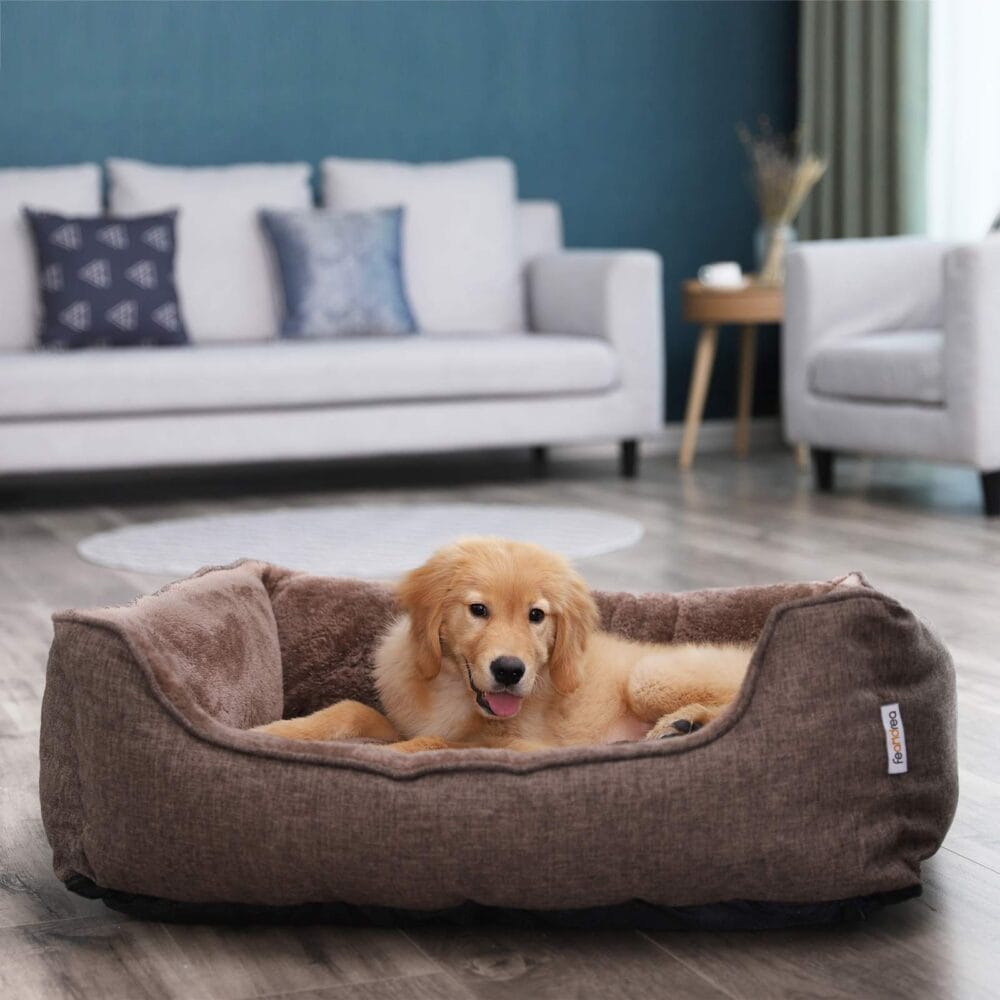Pflegeleichtes Hundebett in Braun, waschbar, 90x75x25cm Stoffbezug