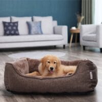 Pflegeleichtes Hundebett in Braun, waschbar, 90x75x25cm Stoffbezug
