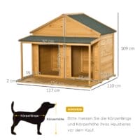 Hundehütte aus Holz für 2 Hunde 127 x 110 x 109 cm