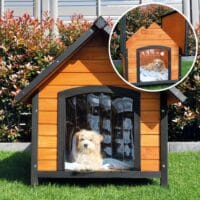 Hundehütte Balu Wetterfest mit Dachluke Grösse L