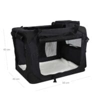 Schwarze Hundetransportbox tragbar, faltbar, Autositz, Größe M, Stoffmaterial