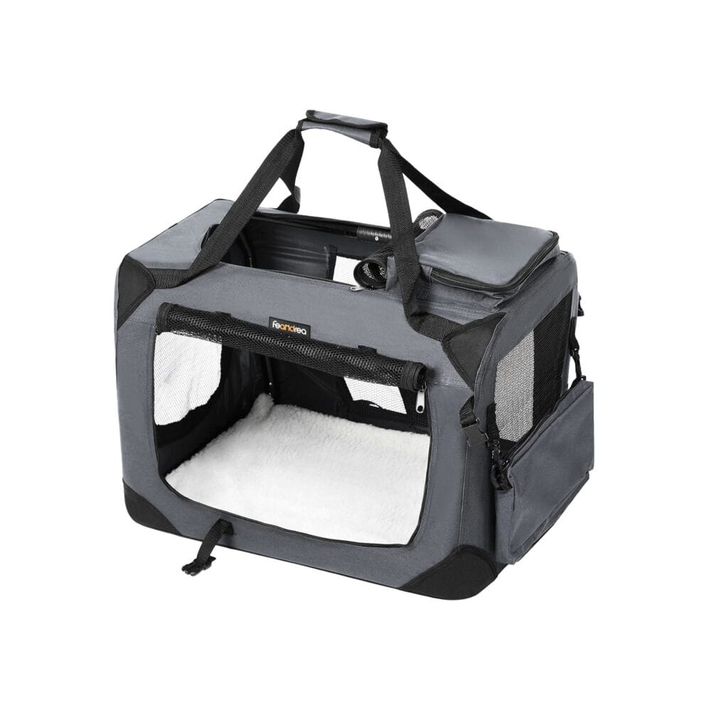 Faltbare leichte Hundetransportbox in Grau, 70x52x52cm Stoff