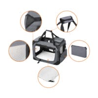Faltbare leichte Hundetransportbox in Grau, 70x52x52cm Stoff
