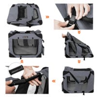 Faltbare leichte Hundetransportbox in Grau, 70x52x52cm Stoff