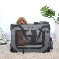 Faltbare leichte Hundetransportbox in Grau, 70x52x52cm Stoff