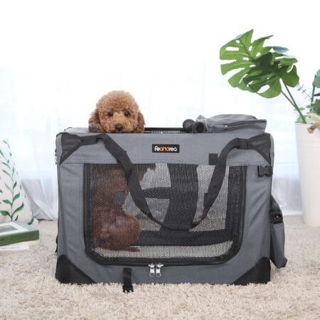 Faltbare leichte Hundetransportbox in Grau, 70x52x52cm Stoff