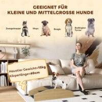 Naturholz Hundewippe, auch als Agility-Rampe nutzbar, 2-in-1 Design für Hunde bis 15kg, fördert Balance und Selbstvertrauen.