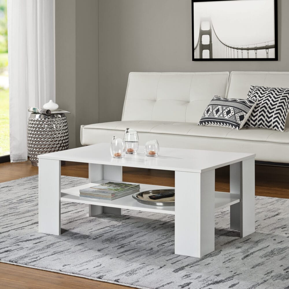 Couchtisch Patrice 100x60 cm Weiss Furniert