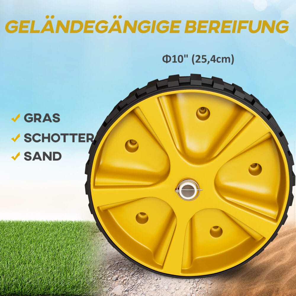 Gelber, verstellbarer Kajakwagen aus Aluminium mit Spanngurt