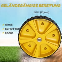 Gelber, verstellbarer Kajakwagen aus Aluminium mit Spanngurt