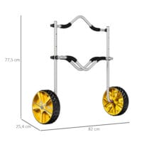 Gelber, verstellbarer Kajakwagen aus Aluminium mit Spanngurt