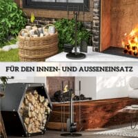 Kaminbesteck 5-teilig in Schwarz mit Schaufel, Besen und Zange.