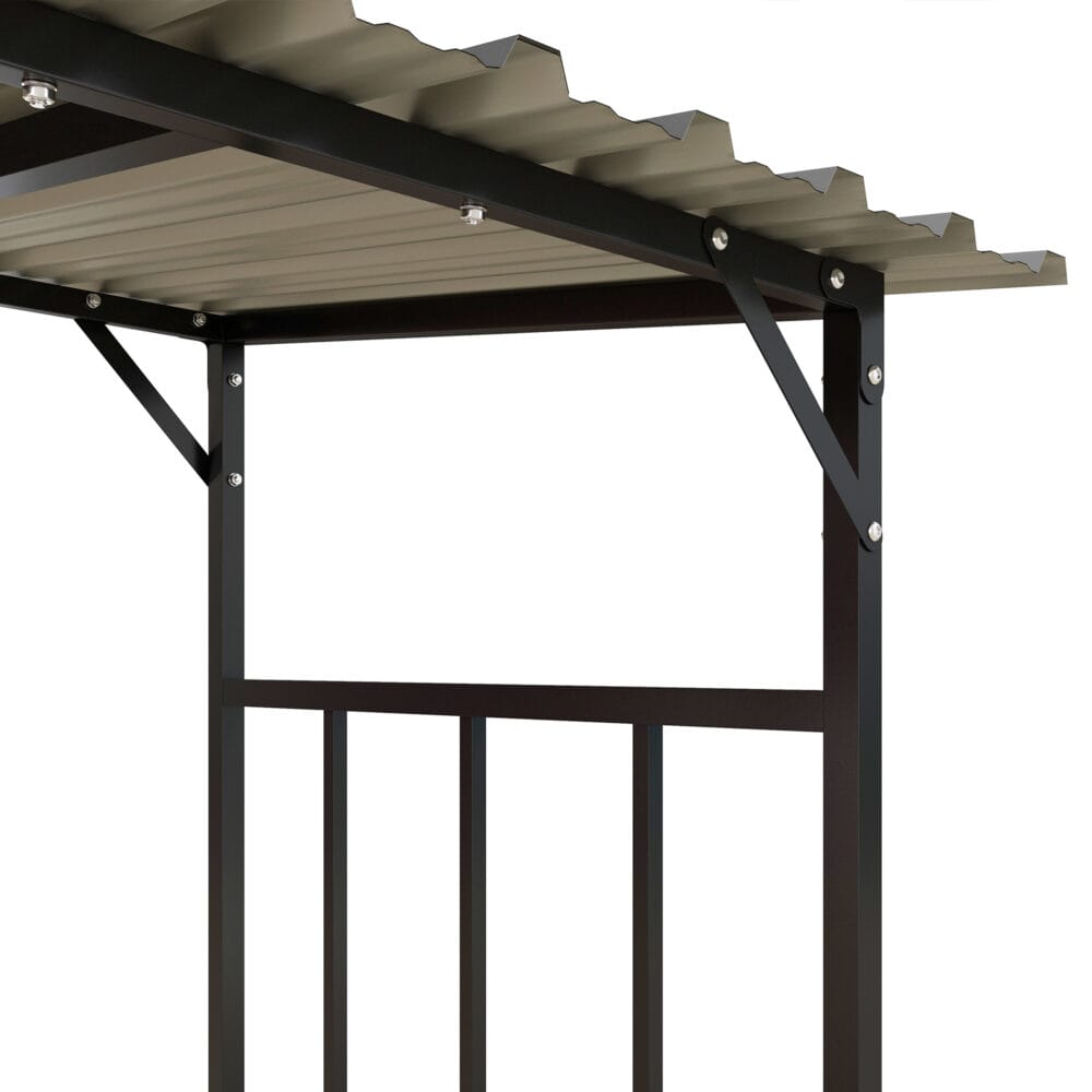 Kaminholzregal mit Abdeckung, 117 m³ Volumen, belastbar bis 100 kg, Farbe Schwarz.