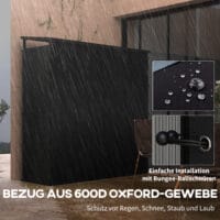Kaminholzregal 185x62x184 cm, wasserdicht, bis 2000 kg Tragkraft, Schwarz.