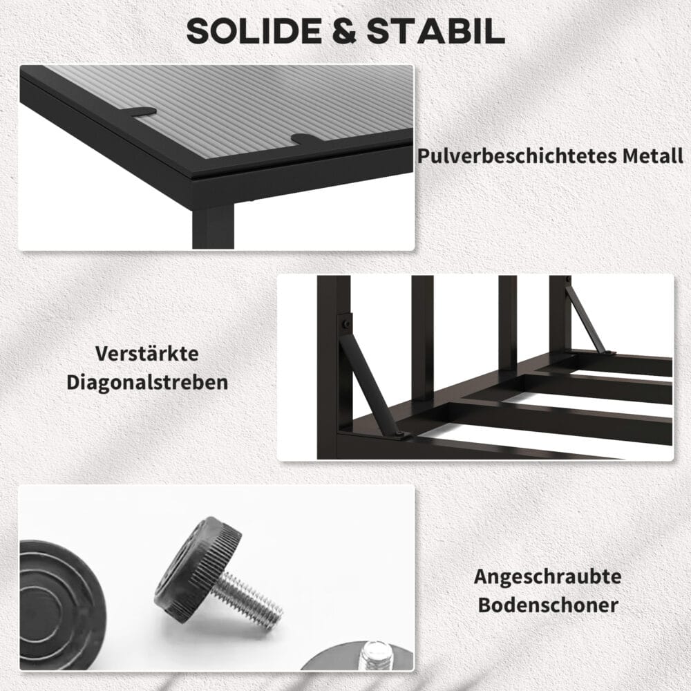 Kaminholzregal 185x62x184 cm, wasserdicht, bis 2000 kg Tragkraft, Schwarz.
