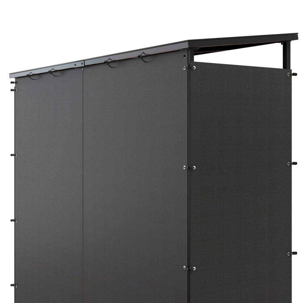 Kaminholzregal 185x62x184 cm, wasserdicht, bis 2000 kg Tragkraft, Schwarz.