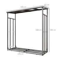 Kaminholzregal 185x62x184 cm, wasserdicht, bis 2000 kg Tragkraft, Schwarz.