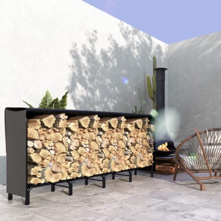 Kaminholzregal 240x36x99 cm, wasserabweisend, mit Tragetasche in Schwarz.