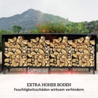Kaminholzregal 240x36x99 cm, wasserabweisend, mit Tragetasche in Schwarz.